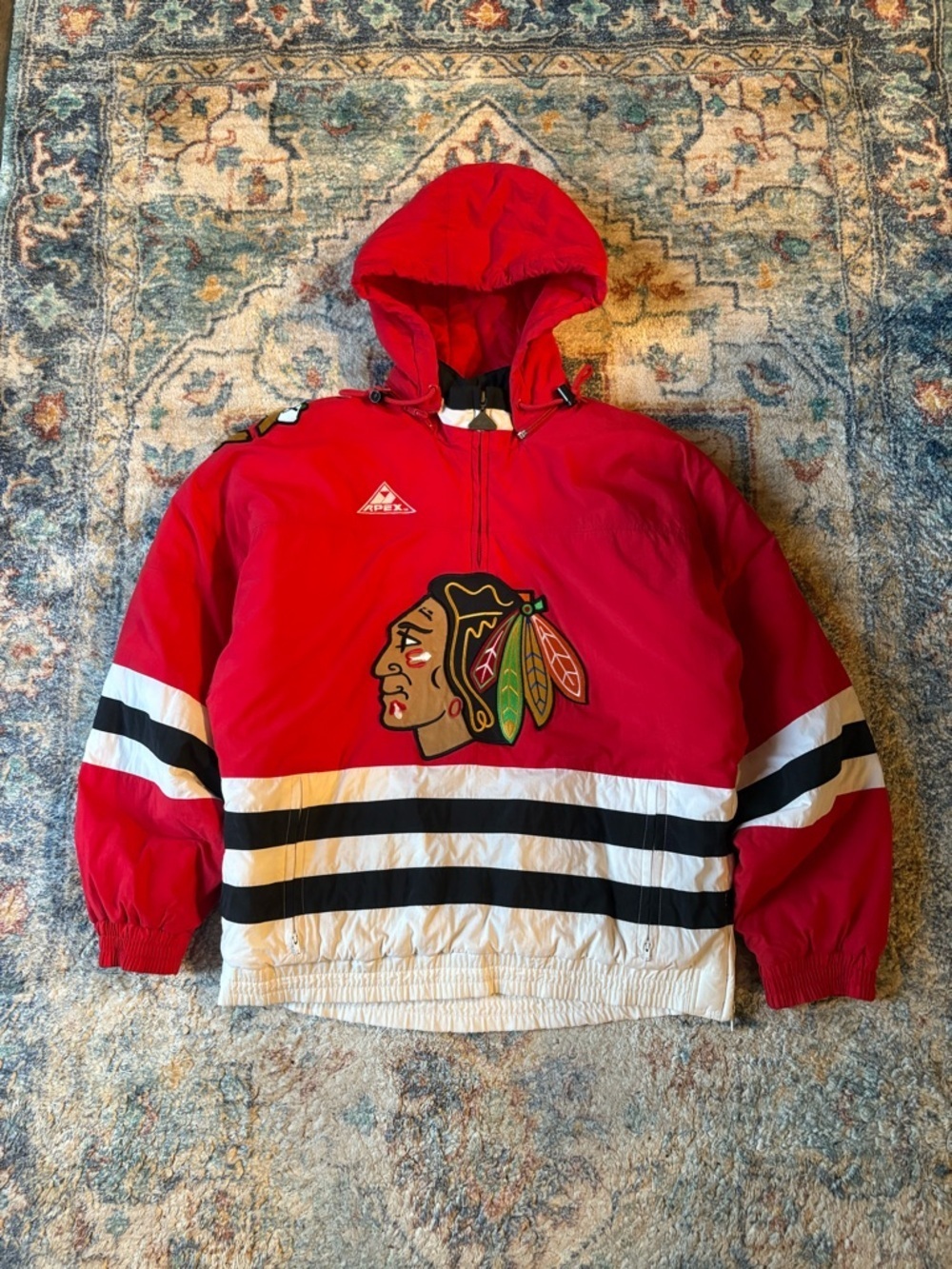 Vintage Apex NHL Chicago Blackhawks Pullover 1/4 Zip-up Jacket Small